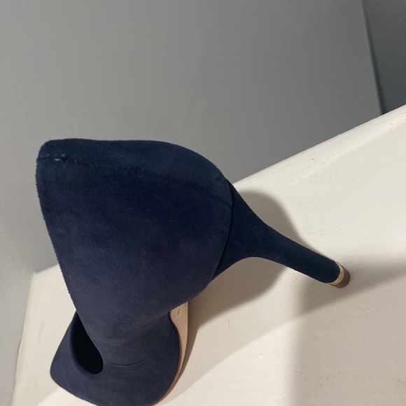 Antonio Melani Blue Heels w/ heel top piece gold Size 8m EUC worn twice leather - Picture 6 of 16